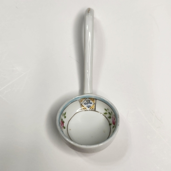 Noritake Ladle Spoon Hand Painted Japan Porcelain Pink Rose Flowers Cross - Picture 1 of 12